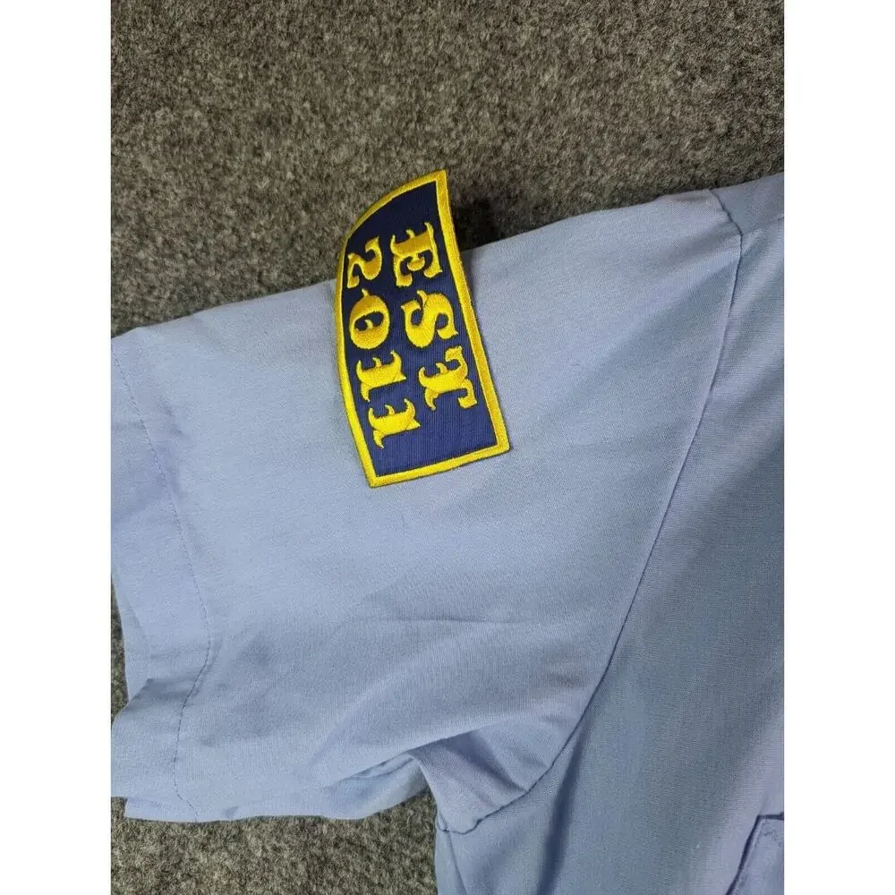 Mens Dickies Short Sleeve Industrial Work Shirt Ls535lw Blue M Patches And Vinyl